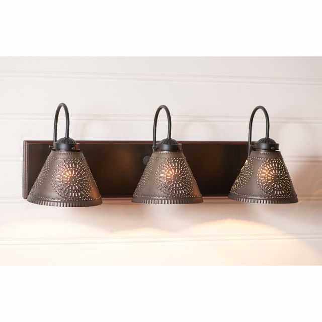 Irvins Tinware 3 Light Crestwood Vanity Light in Rustic Black