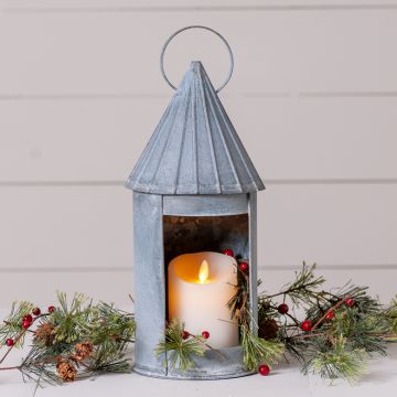 14-Inch Round Lantern in Weathered Zinc