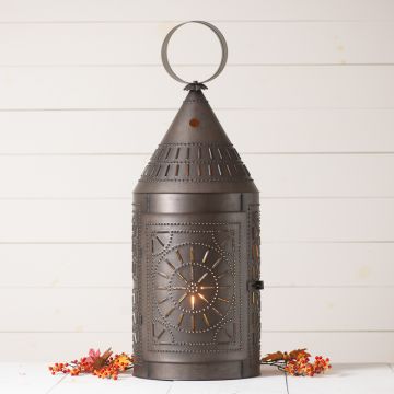 HOSPITALITY Lantern with Chisel design in Blacken Tin 