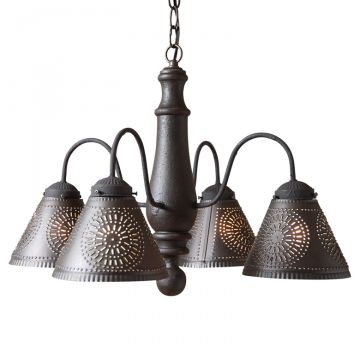 4-Arm Crestwood Wood Chandelier in Americana Black