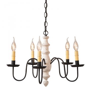 5-Arm Country Inn Wood Chandelier in Americana White