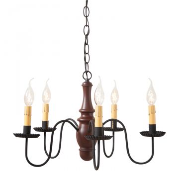 5-Arm Lynchburg Wood Chandelier in Sturbridge Red