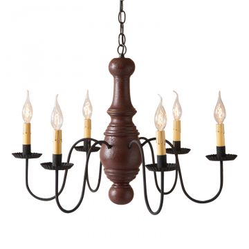 6-Arm Maple Glenn Wood Chandelier in Americana Red