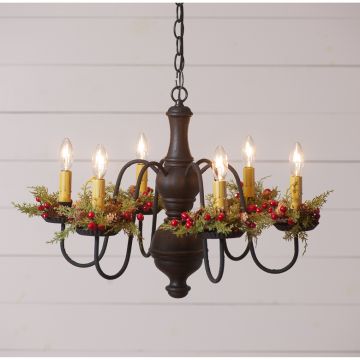 6-Arm Medium Chesterfield Wood Chandelier in Americana Black