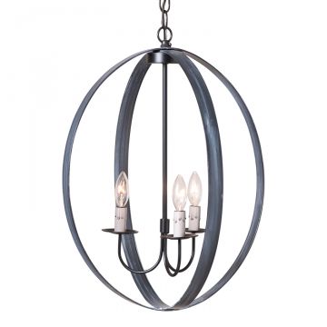 20-Inch Oval Sphere 3-Arm Chandelier in Black