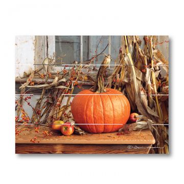 Pumpkin - Corn Shock Pallet Art 9.25 X 11.75-Inches