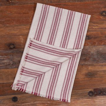 Burgundy Striped Homespun Table Runner 48-Inch