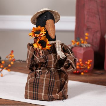 Fabric Crow Lady with Sunflowers