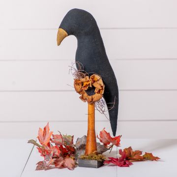 Large Fabric Crow on Wooden Dowel