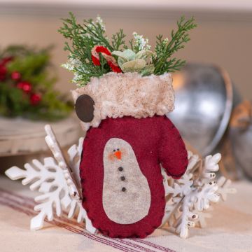 Large Handmade Woolen Mitten filled with greens