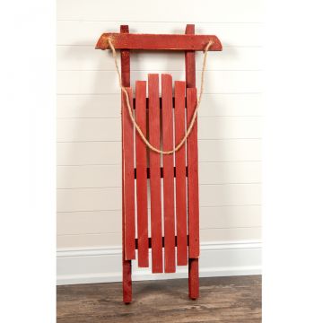 Large Rustic Wooden Red Sled