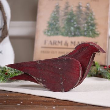 Large Wooden Bird in Red