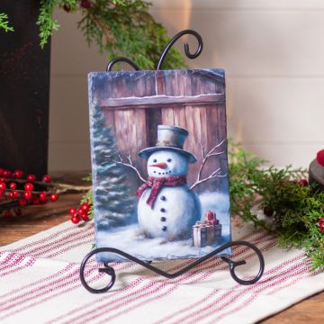 Primitive Snowman Slate and Easel