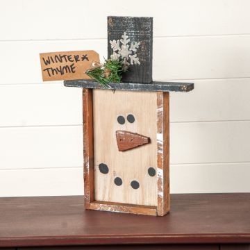 Rustic Wood "Winter Thyme" Snowman