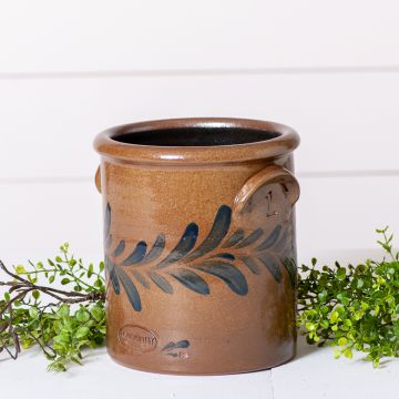 Salt-Glazed 1 Gallon Crock with blue design