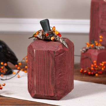 Short Fat Wooden Pumpkin