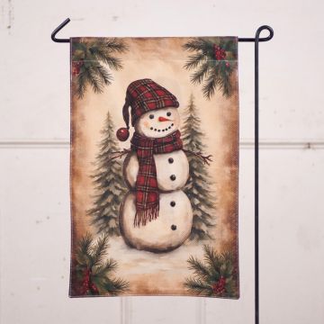 Snowman in the Pines Garden Flag