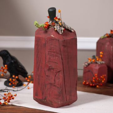 Tall Fat Wooden Pumpkin