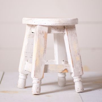White Small Wooden Decorative Stool