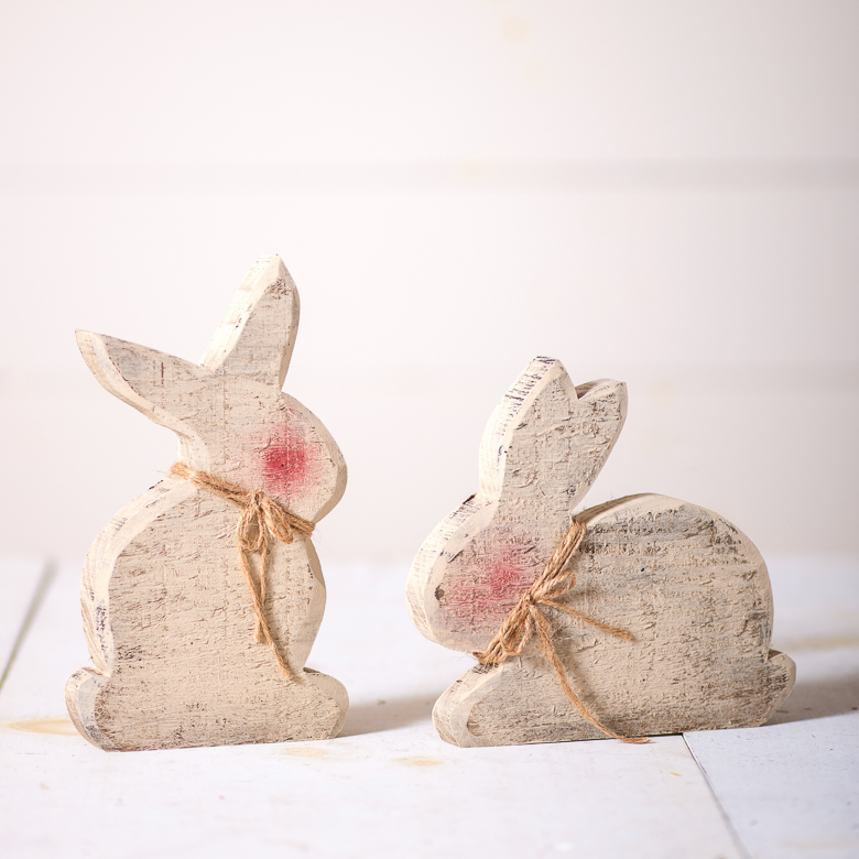 Wooden Bunny Pair