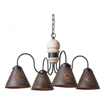 4-Arm Cambridge Wood Chandelier in Rustic White