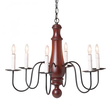 6-Arm Large Norfolk Wood Chandelier in Rustic Red