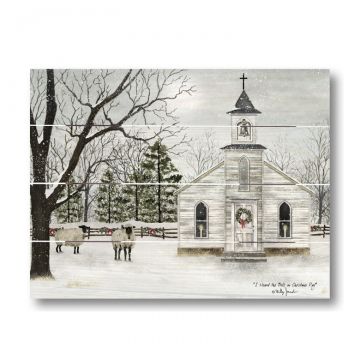 I Heard the Bells on Christmas Day Pallet Art 9.25 x 11.75-Inches