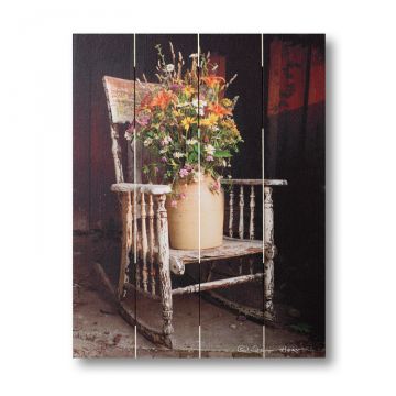 Rocking Chair Bouquet Pallet Art 9.25 x 11.75-Inches