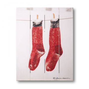 Snowy Monday Red Socks Pallet Art 9.25 x 11.75-Inches