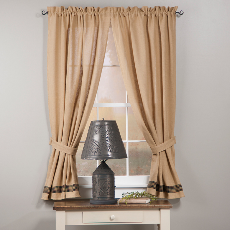 Burlap and Check Black