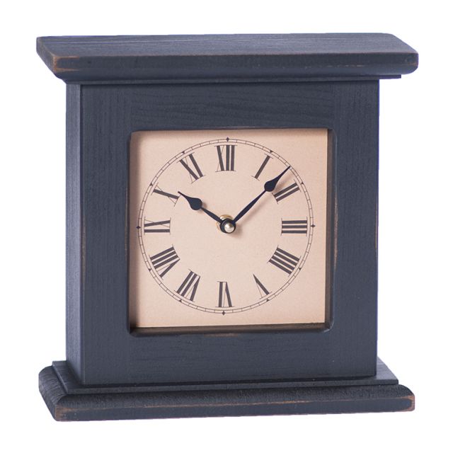Irvins Tinware: Small Wooden Mantle Clock in Black