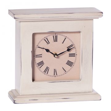 Small Wooden Mantle Clock in Cream