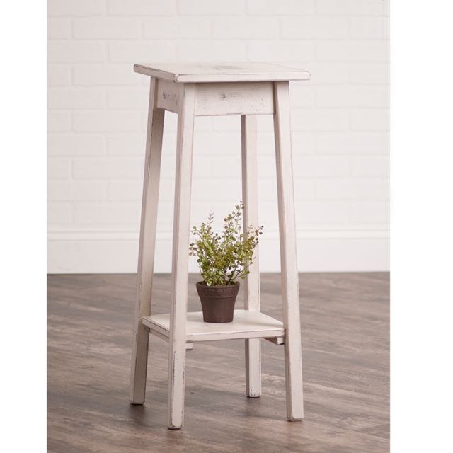 Wooden Plant Stand in Worn White