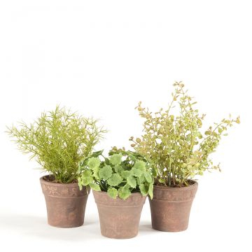Mini Herb Pots with silk greens set of 3