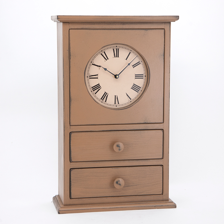 Two Drawer Clock in Mustard Irvin's Tinware