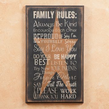 Family Rules Typography Sign