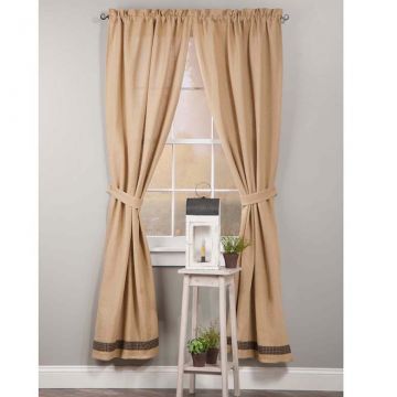 Burlap and Check 84-Inch Unlined Panel Set in Black