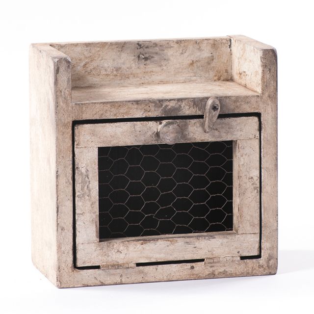 Irvin S Tinware Small Counter Box With Chicken Wire Door