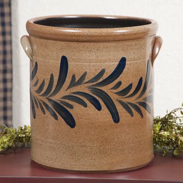 Salt-Glazed 2 Gallon Crock with blue design