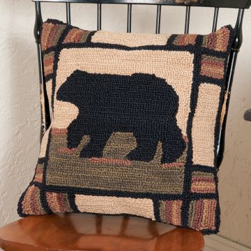 Adirondack Bear Hooked Pillow