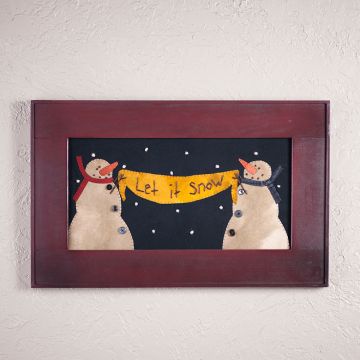 Let It Snow Applique in red frame