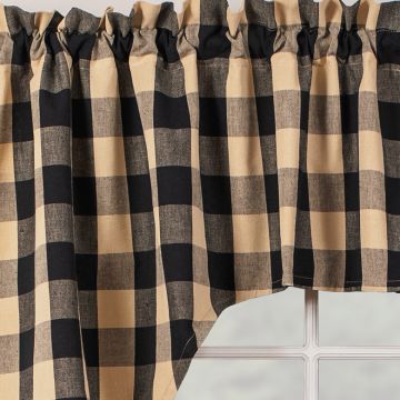 Black and Tan Check 36-Inch Unlined Swag Set