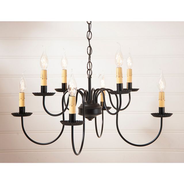 Irvins Tinware: 8-Arm Bloomfield Eight Arm Two Tier Chandelier in Black