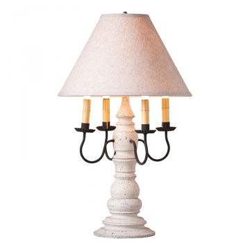Bradford Lamp in Americana Vintage White with Linen Fabric Shade
