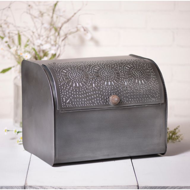 Irvin S Tinware Bread Box In Antique Punched Tin