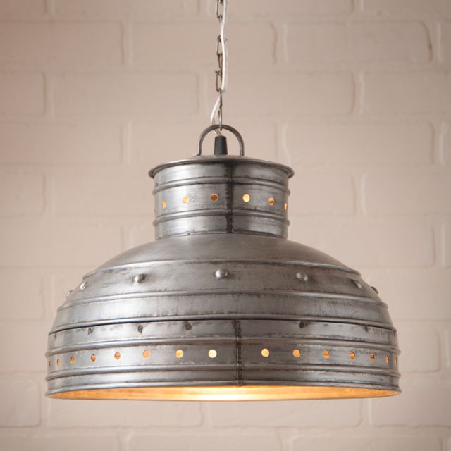 Irvin S Tinware Breakfast Table Pendant Light In Brushed Tin Tinware Breakfast Table Pendant Light