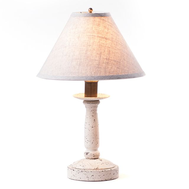 Butcher Lamp in Americana Vintage White with Linen Fabric Shade