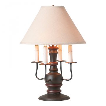 Cedar Creek Wood Table Lamp in Rustic Black with Ivory Linen Shade