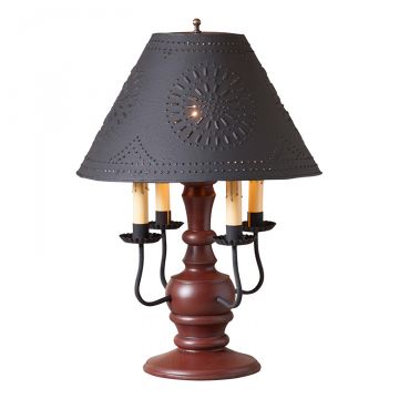 Cedar Creek Lamp in Sturbridge Red with Textured Black Tin Shade