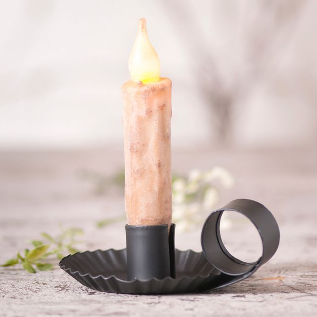 Irvins Tinware: Chamberstick Candleholder in Smokey Black